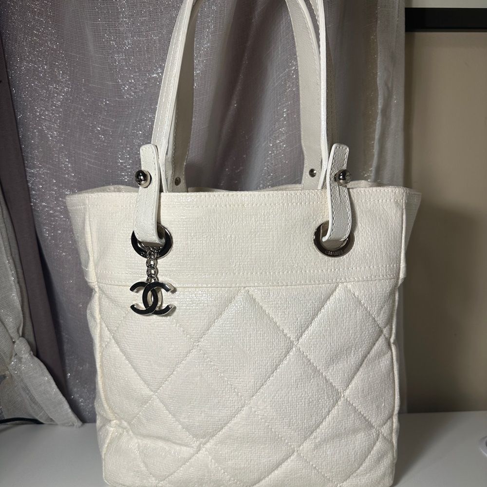 CHANEL Ivory Quilted Tote Bag